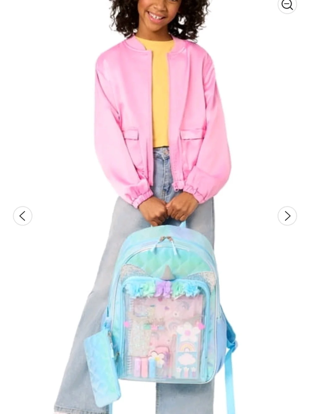 Kids Unicorn Blue Glitter Backpack with Stationery Set